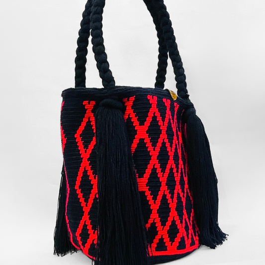 Mala tote desenho geometric rosa