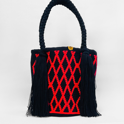 Mala tote desenho geometric rosa