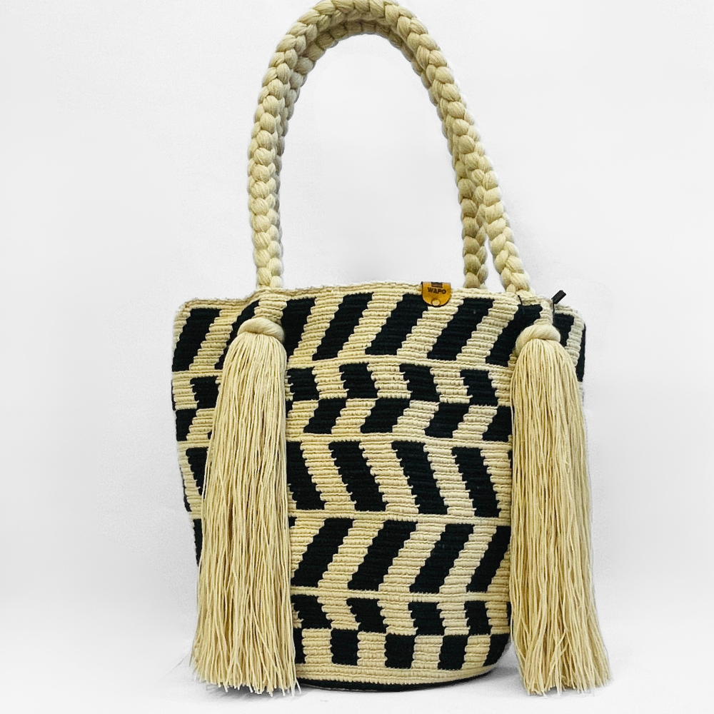 Mala tote branco e bege